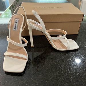 Steve Madden white heels with sling back